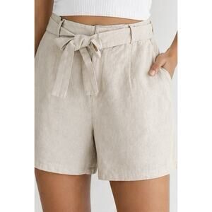 Modai Linen Short Women S Beige Sabbia Tie Waist Made in Italy Summer Packets